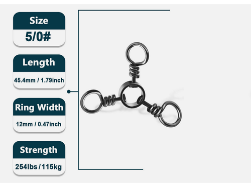 3 Way Swivel Fishing Tackle Saltwater Stainless Steel Fishing Lures Connector - Picture 37 of 37
