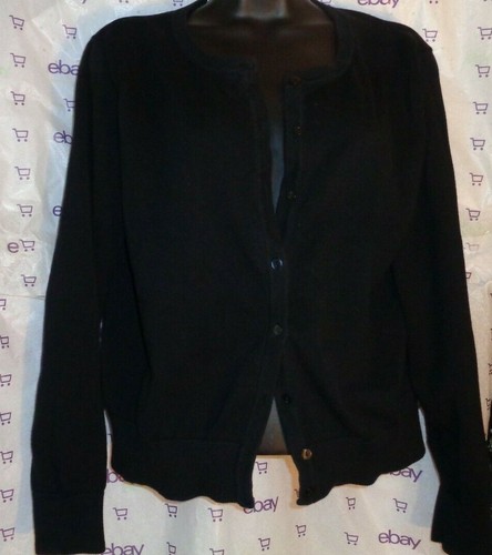 $59 H&M women cardigan button sweater small black KNIT ribbed trimmed