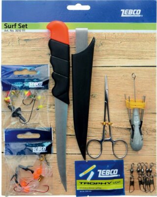 ZEBCO Surf Set 14-teilig zum Brandungsangeln Meeresvorfächer, Filetiermesser