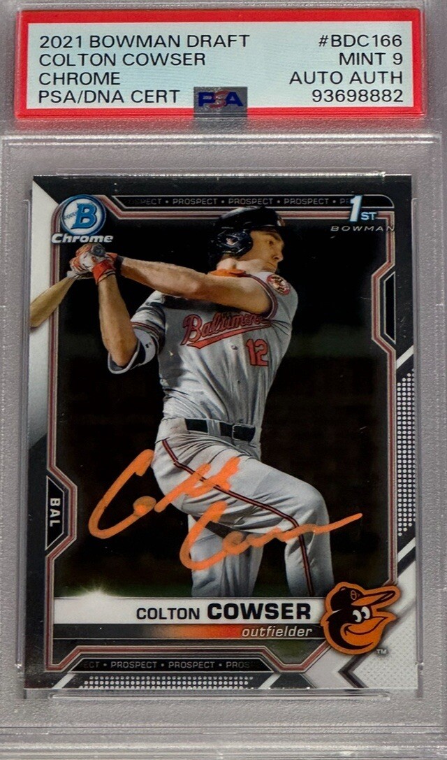 2021 1st Bowman Chrome Colton Cowser Auto Rookie BDC-166 PSA 9 Mint Orioles