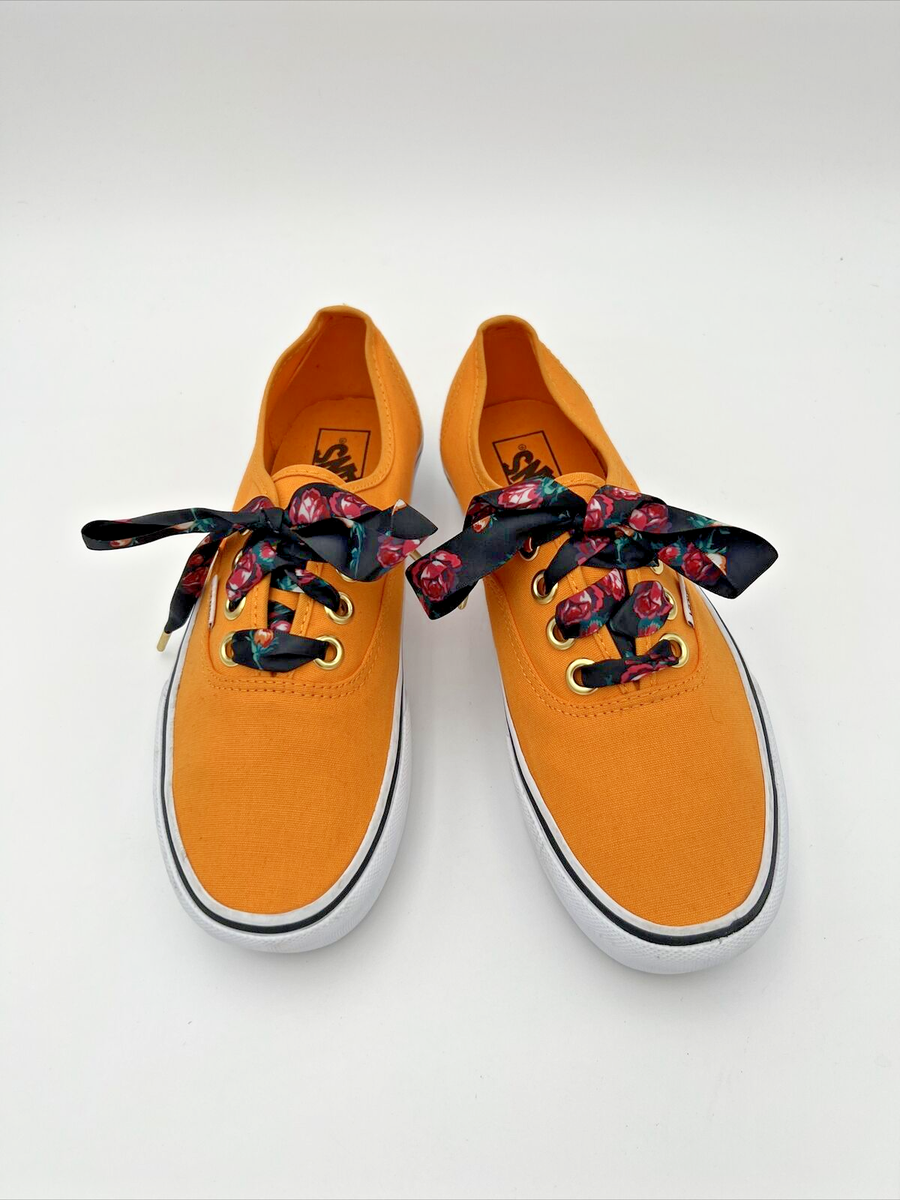 Vans Off the Wall Bright Orange Women's Size 10 Shoes Floral