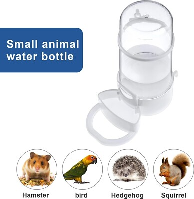Automatic Bird Water Seed Silo Feeder Adjustable Flow 16oz Hamster Parrot Quail