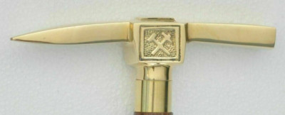 Working Antique Brass Axe Hammer Handle Only For Wooden Walking Stick Cane Gift