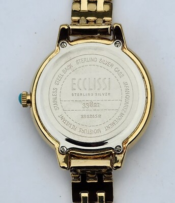 Ecclissi Sterling Silver Turquoise Dial Gold-Tone Watch | eBay display picture 2