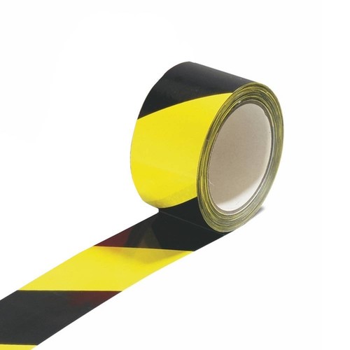 Hazard Warning Tape Non Adhesive Barrier 75mm x 500m Black/Yellow White/Red Roll - Picture 4 of 4