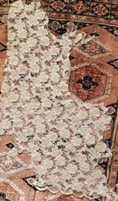 Fabric Scallop Remnants IVORY Bridal ALENCON Lace On Poyester Tulle  see Detail