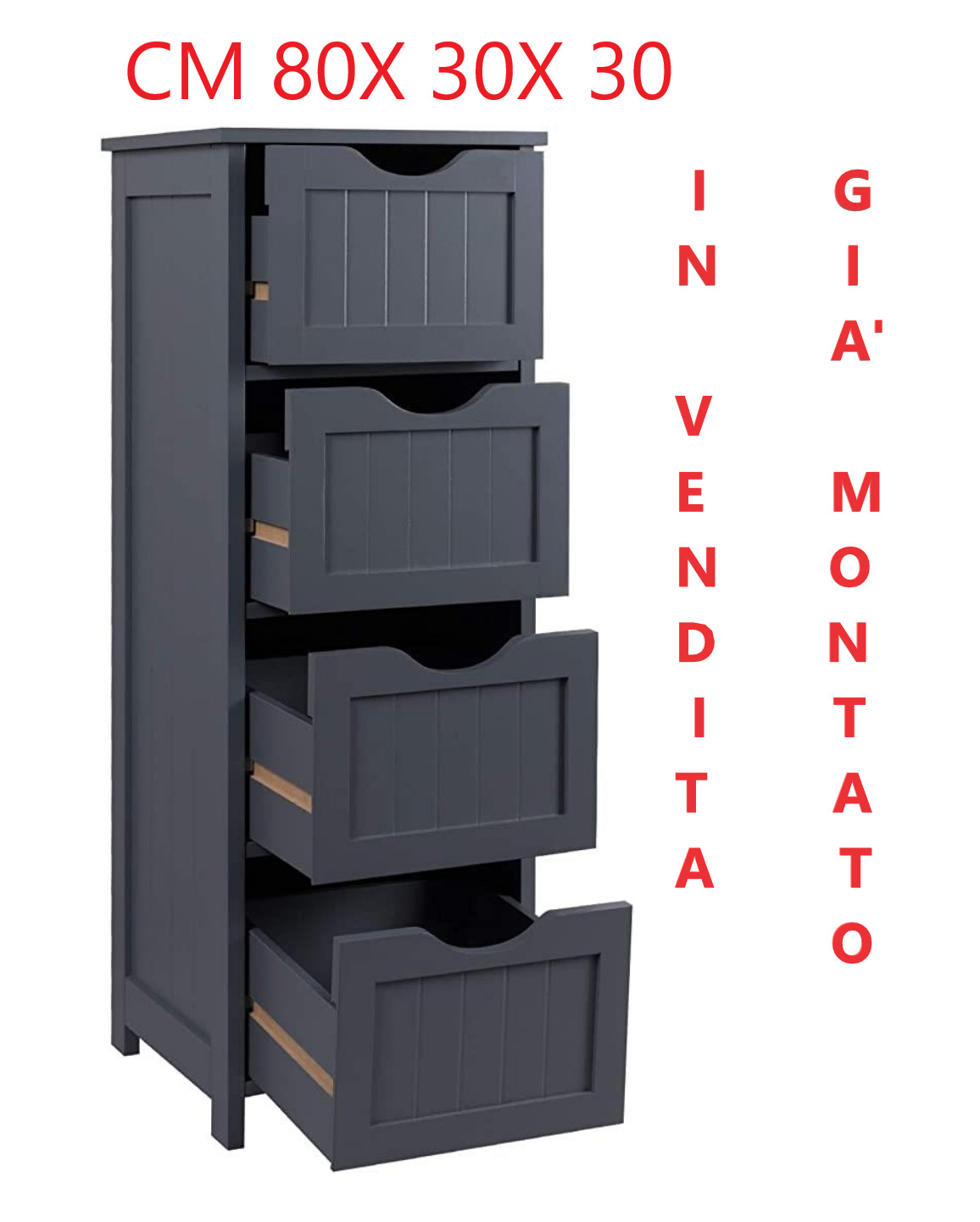 Armadietto Mobile a Colonna, da Terra Mobile Multiuso, già montato 30x30x80 cm