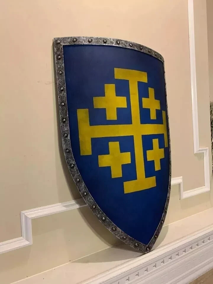 24'' Medieval Steel Heater Shield with Knight Templar Crusader Battle Design-image