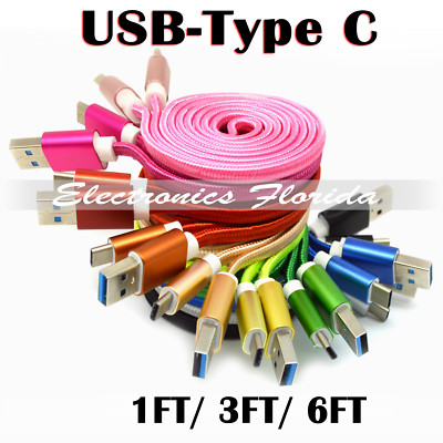Nylon Braided (Type C) Data & Sync Charger Charging Cable Cord - LOT