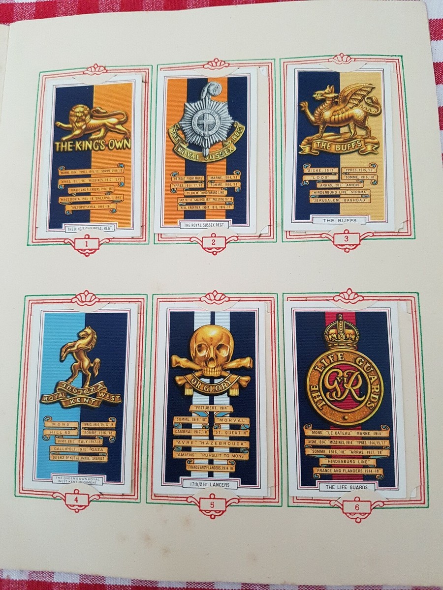 Complete 1939 Gallaher Army Badges Cigarette cards in Park Drive Album  Military