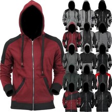 Mens Zip Up HOODIE Fleece Full Zipper Jacket Soft Sweater Pullover Cardigan
