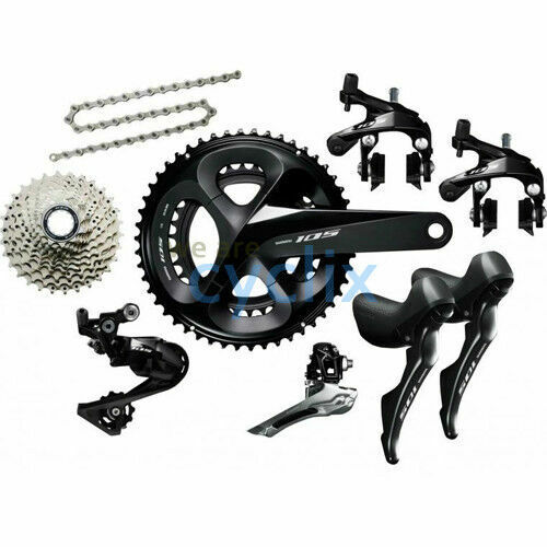 New 2019 SHIMANO 105 R7000 Full Road Group Groupset Brake 53/39t 165mm 25t/28t - Afbeelding 1 van 4