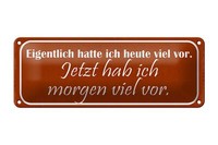 Blechschild Spruch 27X10 Cm Jetzt Hab Ich Morgen Viel Vor Deko Schild Tin Sign