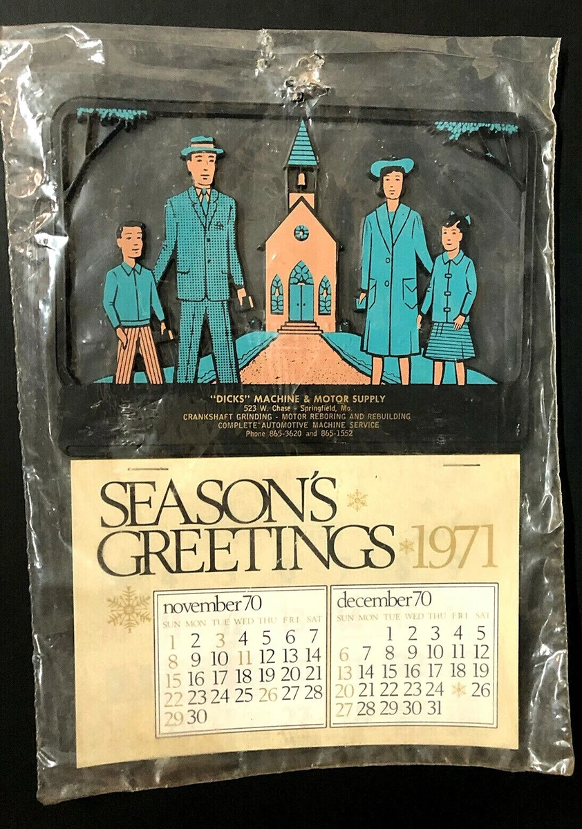 Sealed 1971 Calendar w/Neat Top ~ Dick's Machine & Motor Supply ~  Springfield MO | eBay