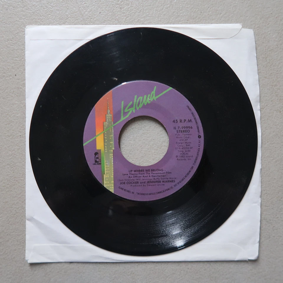 JOE COCKER UP WHERE WE BELONG/SWEET LI'L WOMAN VINYL 45 ISLAND VG 14-28 - Image 2 of 2