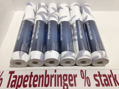 Vliestapete Erismann 6x 6980-08 (6Rollen) Blättermuster Weiß Grau Metallic