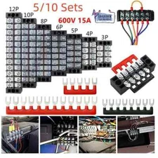 1 Set Terminal Dual Row 3-12P 600V 15A/25A Screw Terminal Block Barrier Strip