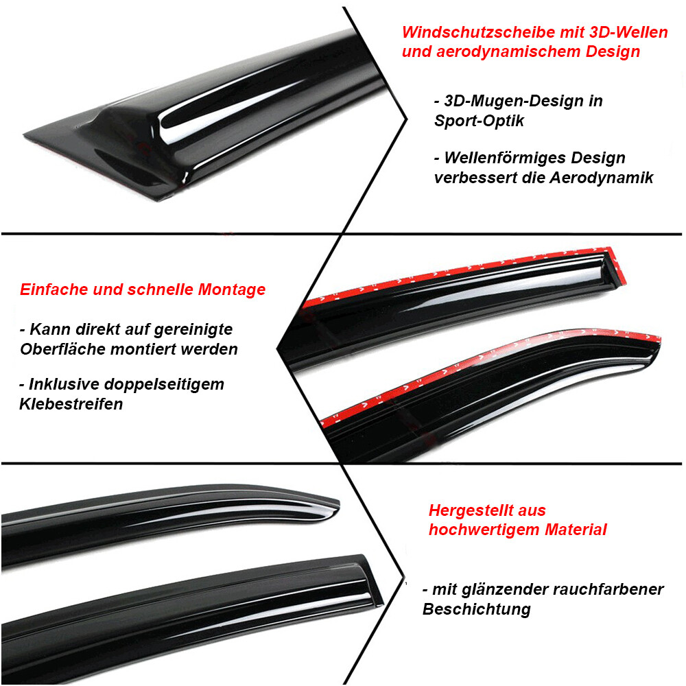 Windabweiser Für Mercedes GLE W166 2015-2018 - 4-tlg Set Dunkel Acryl