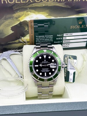 Rolex Kermit Submariner 16610V Green Bezel Black Dial Stainless
