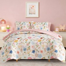 Twin Comforter Set for Girls - 5 Pieces Pastel Floral Twin Bedding Sets Sof...
