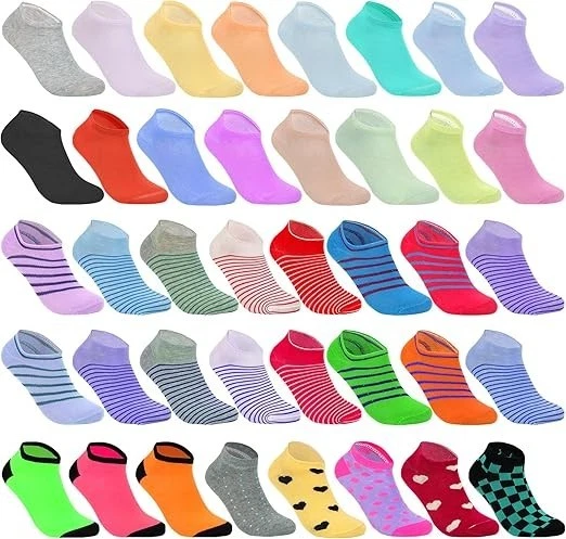 Womens Sample Socks Various Low Cut Ankle Socks Value Sock Bulk Pack for Women T