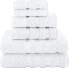 Luxury 6 Piece Towel Set, 2 Bath Towels 2 Hand Towel 2 Washcloths, 600 GSM 100%