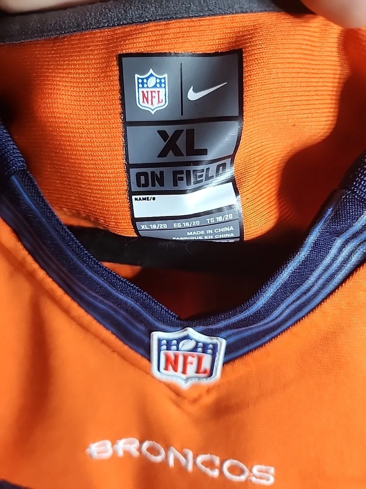 Camiseta deportiva cosida Nike On Field de los Denver Broncos Peyton Manning #18 talla juvenil XL Foto 2 de 4