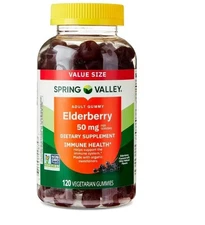Spring Valley Elderberry Supplement Gummies for Immune Health 50mg 120 Count