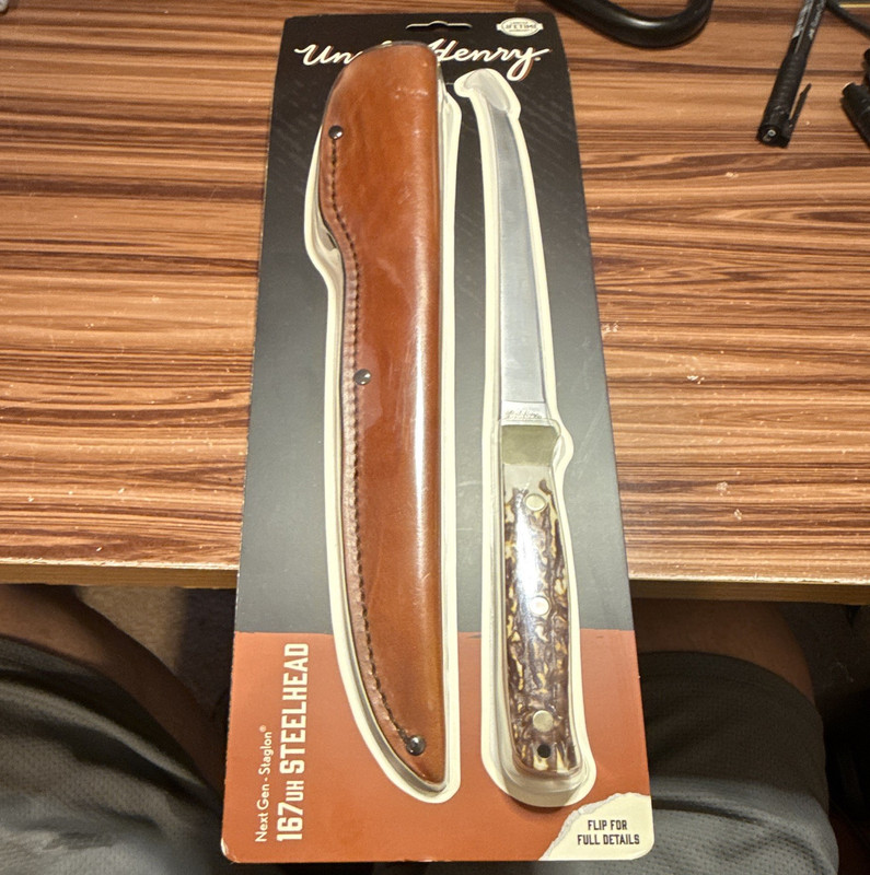 Uncle Henry 167UH Steelhead Fixed Blade Fillet Knife w/ Leather Sheath NEW