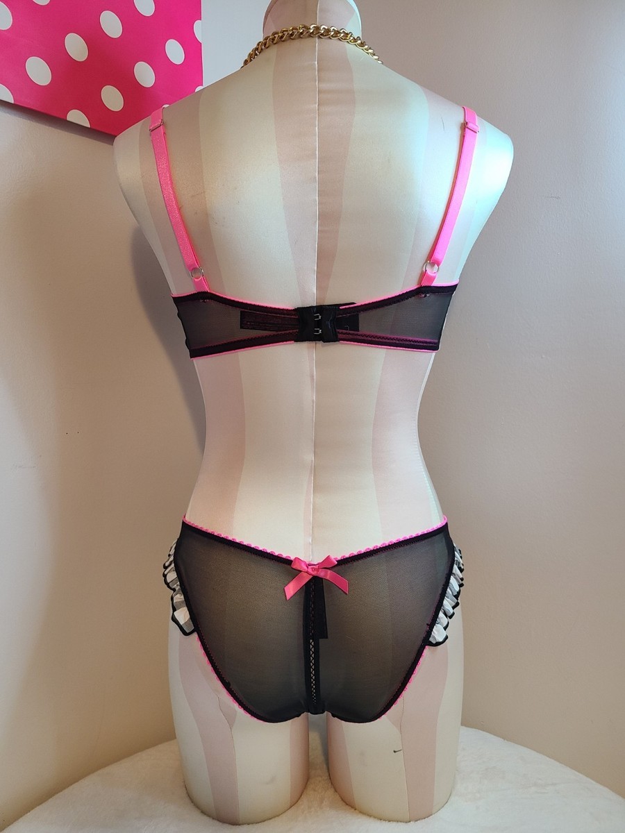 Rare VTG VS Sexy Little Things Gingham Ruffle Bra/ Panty Set Size