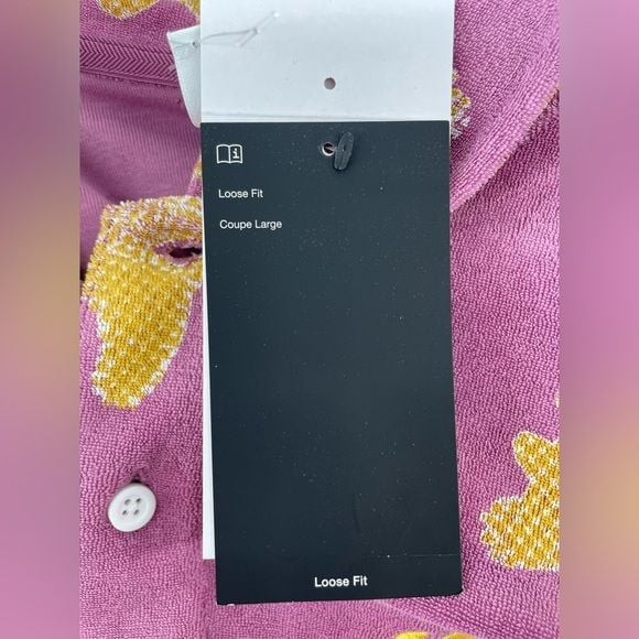 Nike Terry Cloth Polo Golf Shirt in the Bordeaux Floral pattern. Size L thumbnail 9