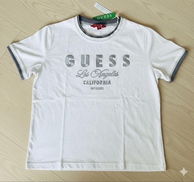 GUESS Boys Logo T-Shirt White Size 12 Crew Neck Short Sleeve