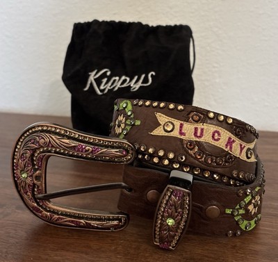 32” Kippy’s belt with Swarovski crystals. Kippys Swarovski Crystal Rhinestone Cow Hide Black Leather  main image 3