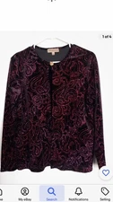Sparkling Burgundy/ Black Notations Top Looks Like Jacket but with Built in Tank