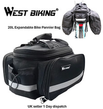 WEST BIKING 20 Litre Multifunctional Expandable Bike Pannier Bag with Reflective