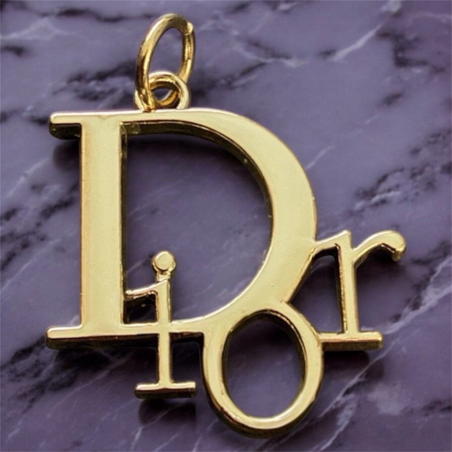 DIOR Gold Tone Zipper Pull Button Charm