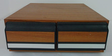 Vtg Cassette Tape Cabinet 2 Drawer Holder Faux Wood Storage Case Holds 24