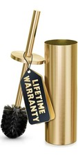 Gold Toilet Brush and Holder Set - Brushed Stainless Steel Gold Toilet Bowl B...