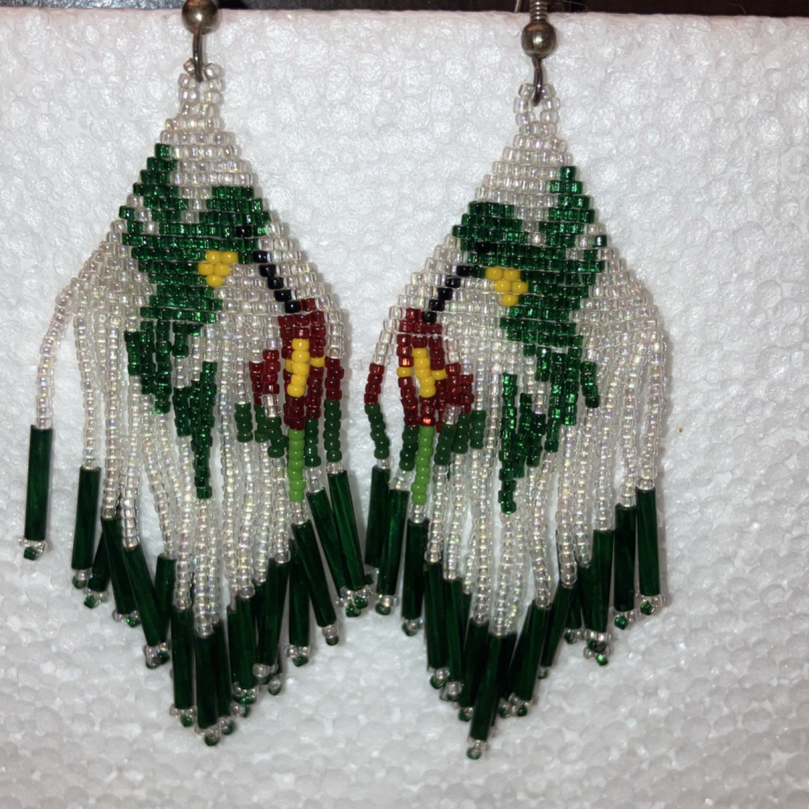 Handmade Beaded Dangle Earrings Native American S… - image 4
