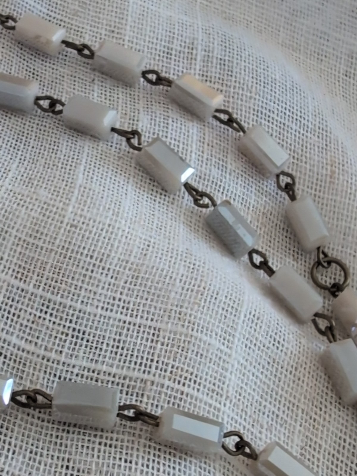 Vintage  4 Strand Rectangular Iridescent Bead Lay… - image 9