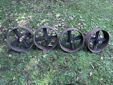 Set Of 4 Vintage Cast Iron Trolley Wheels Suitable For Stationary Engine
