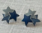 Vintage Costume Jewelry, blue Tone, triple Star Stud Earrings…