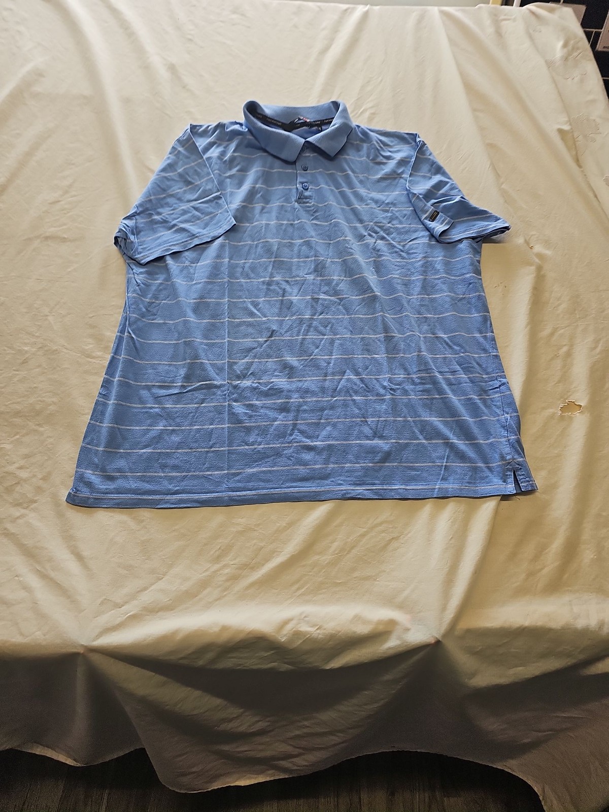 Colin Montgomerie Men's Striped Golf Polo Shirt Blue XL S814