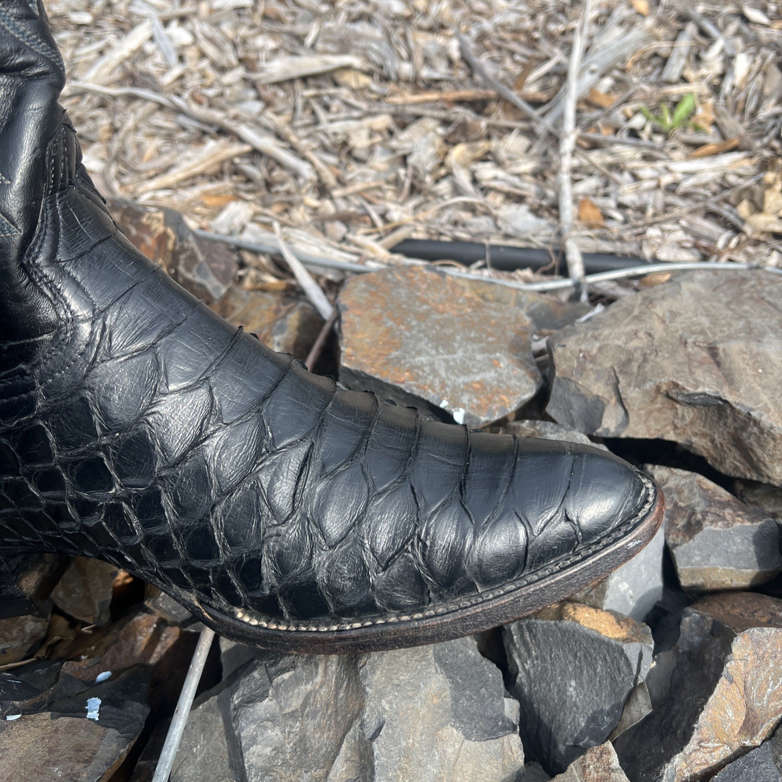 Dan Post Black Python Snakeskin Boots 11 D Wester… - image 4