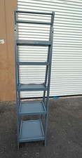 Gray Leaning Ladder Shelf 5-Tier Painted Wood Open Face 70in H