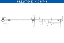ATE Bremsschlauch 83.8247-0433.3 M10x1,5 für FORD FOCUS 4 HN Turnier HP HM mHEV