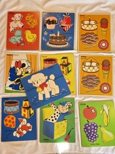LOT of 10 Vintage PLAYSKOOL Wooden Puzzles Toy 1980's CUTE Disney