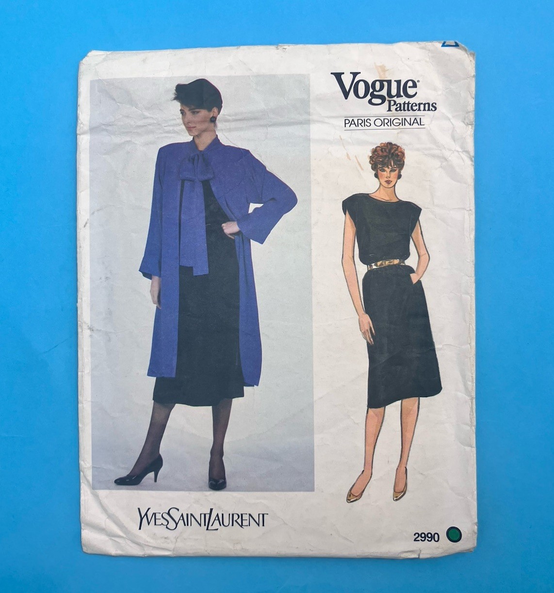 Giacca abito originale VOGUE PATTERN 2990 YVES SAINT LAURENT Paris taglia 8 taglio parziale
