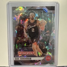 2024-25 Panini Prizm Monopoly Cade Cunningham White Cracked Ice #64 Pistons