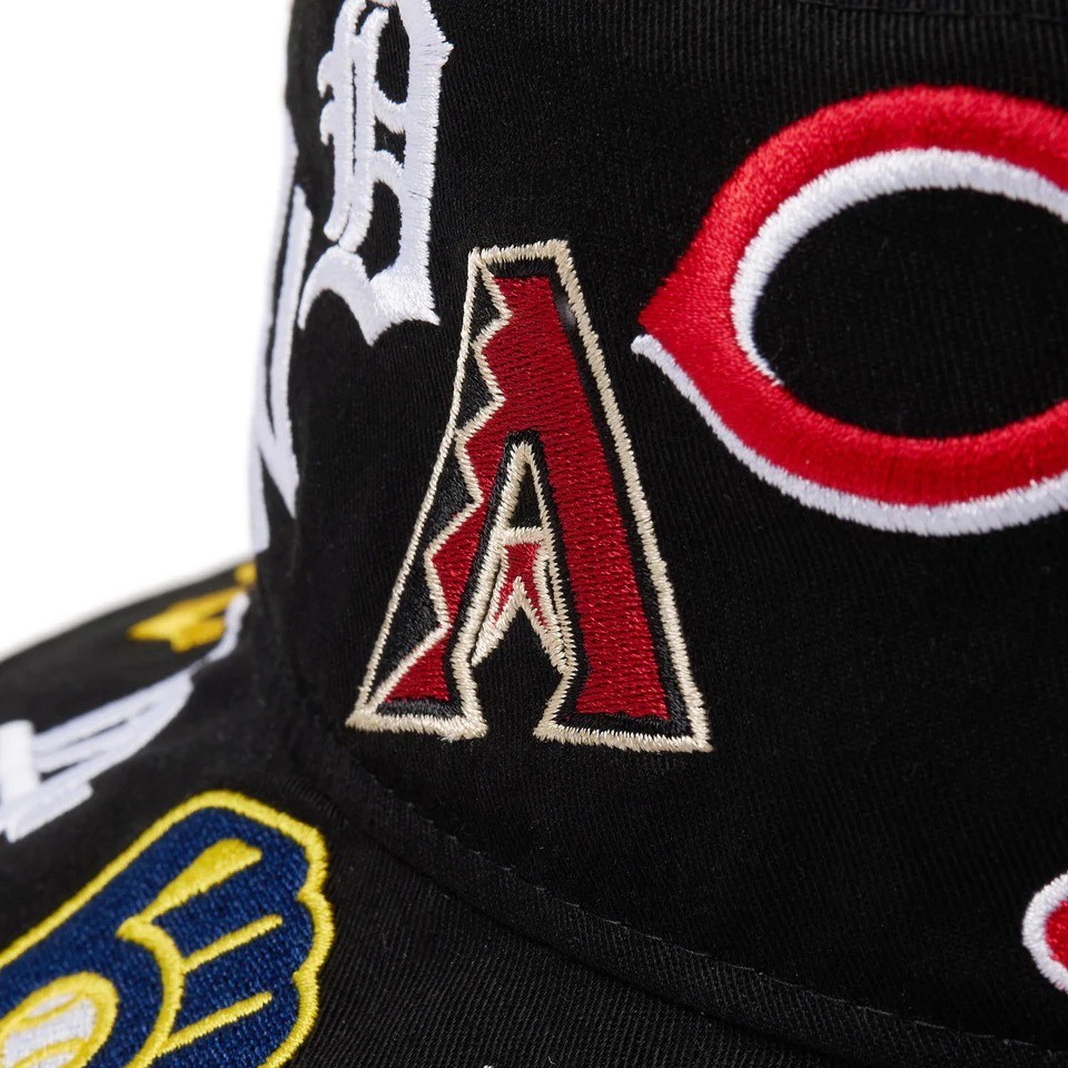 NEW ERA Bucket hat 01 Embroidery Team Logo Allover MLB Black